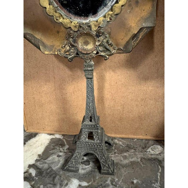Art Deco Brass Mirrors with Eiffel Tower Bases, Set of 2 For Sale - Image 4 of 8