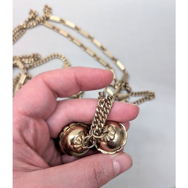 Vintage 1949 Signed Monet Goldtone Perfume Charms Sautoir Necklace For Sale - Image 9 of 14