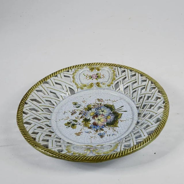 Ceramic Decorated and Pierced Ceramic Dish by A.G.A For Sale - Image 7 of 7
