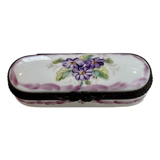 Vintage Limoges Trinket Box - Hand Painted and Signed For Sale