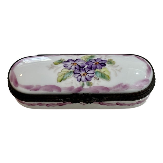 Vintage Limoges Trinket Box - Hand Painted and Signed For Sale