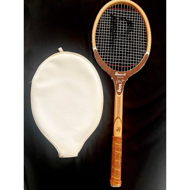 Mid 20th Century Wooden Tennis Racket With White Case Billie Jean King Bancroft Great for Decoration or Collecting For Sale - Image 18 of 18