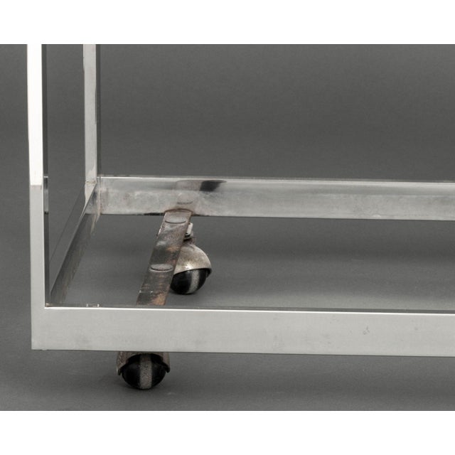 Late 20th Century Modern Vintage Carrara Marble Top Chrome Side Table For Sale - Image 5 of 11