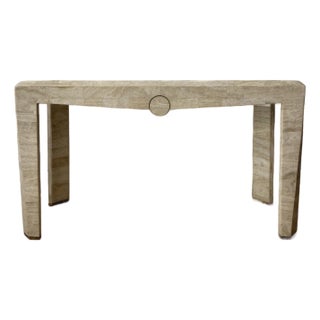 Karl Springer Maitland Smith Style Tessellated and Brass Waterfall Console Table For Sale