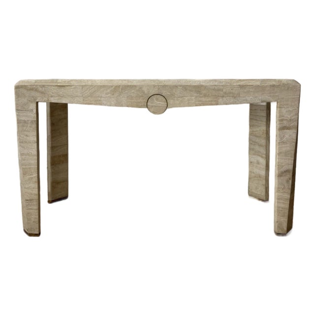 Karl Springer Maitland Smith Style Tessellated and Brass Waterfall Console Table For Sale