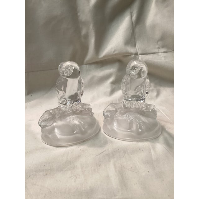 Cristal d' Arques Pair of Vintage Cristal D’Arques French Lead Crystal Owl Figurines For Sale - Image 4 of 6