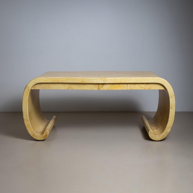 Paper Parchment-Covered Desk, Attributed to Karl Springer, 1960-80s For Sale - Image 7 of 8