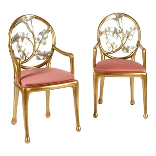 Susanne Geismar Hollywood Regency Gilded Armchairs - a Pair For Sale