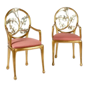 Susanne Geismar Hollywood Regency Gilded Armchairs - a Pair
