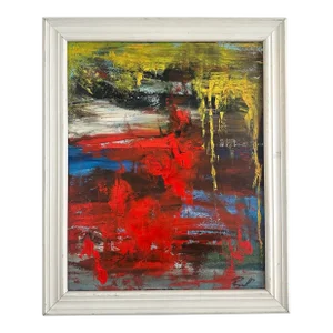 Vintage Boho Primary Abstract Original Oil on Canvas