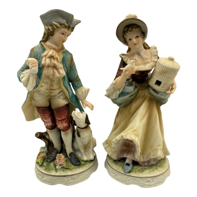 Mid 20th Century Classic Gallery by Napco Colonial Figurines- a Pair For Sale