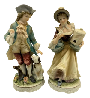 Mid 20th Century Classic Gallery by Napco Colonial Figurines- a Pair