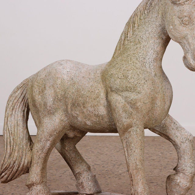 Traditional Mid 20th Century Large Carved Granite Figural Horse Sculpture For Sale - Image 3 of 6
