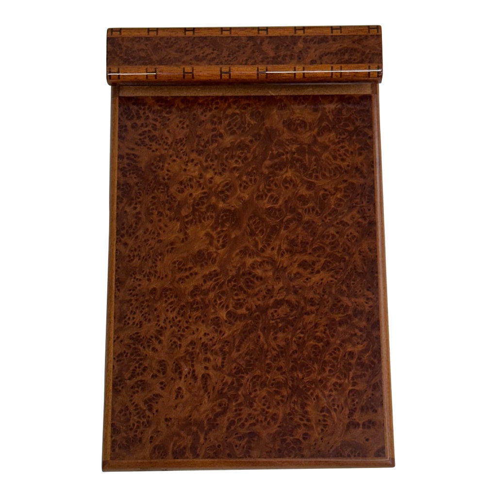 ◎ 希少 HERMES メモホルダー ウッド エルメス Vintage Hermes Lacquered Burlwood Notepad Holder | Chairish