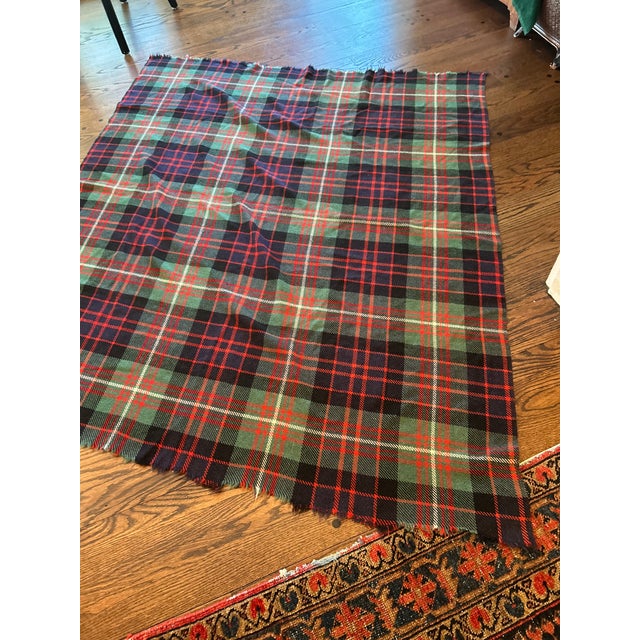Late 19th Century Vintage-Style Red, Green and Navy Tartan Plaid Throw Blanket For Sale - Image 5 of 6