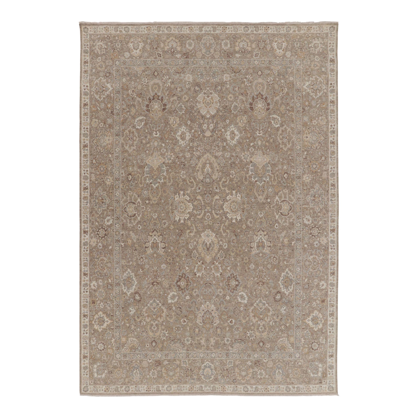 Rug & Kilim’s Agra-Inspired Rug in Beige and Ivory With Floral Patterns ...