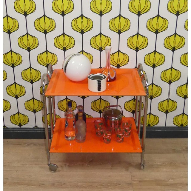 Bar Cart or Side Table in Plastic & Chrome, 1970s For Sale - Image 4 of 17