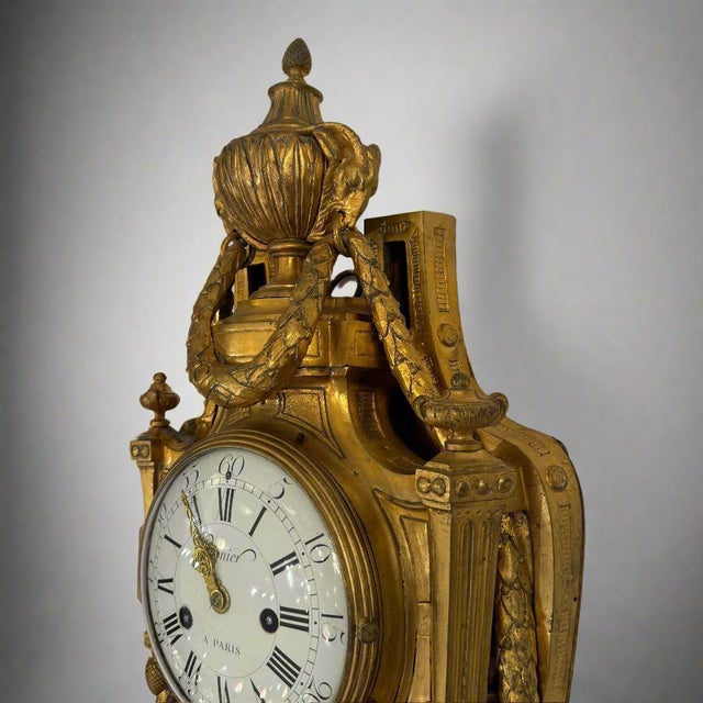 Late 18th Century Cronier Paris Louis XVI Period Gilt Bronze Wall Clock France For Sale - Image 15 of 18