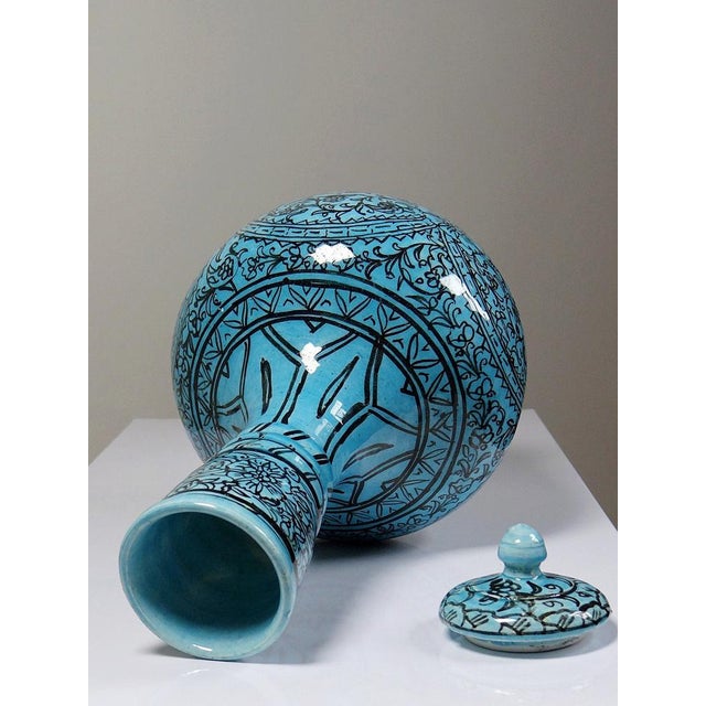 Vintage Vase in Painted Turquoise, 1950s For Sale - Image 10 of 17