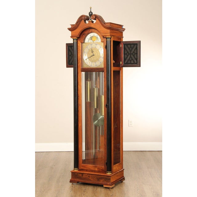 Colonial Mfg. Co. Five Tube Rosewood Case Grandfather Clock For Sale - Image 13 of 18