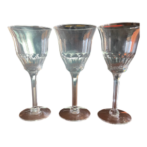 Antique Baccarat Hand Cut 12 Panel Crystal Zurich Port Wine Glasses - Set of 3