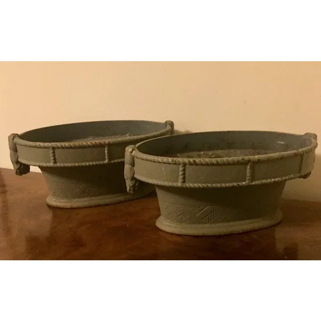 Art Deco French Art Deco Cast Iron Oval Basket Form Garden Urns - A Pair For Sale - Image 3 of 13