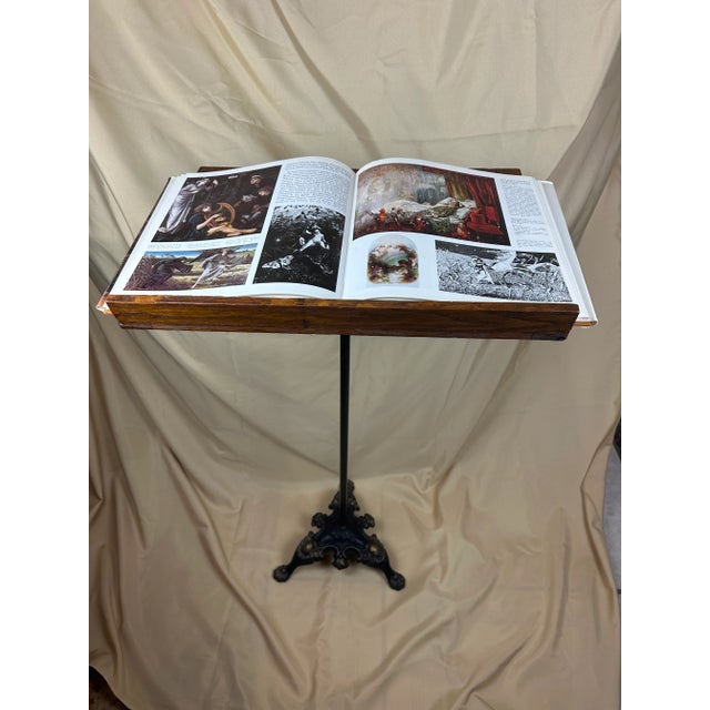 Art Deco Late 19th Century Antique Hamilton Oak Music Stand With Iron Base For Sale - Image 3 of 12