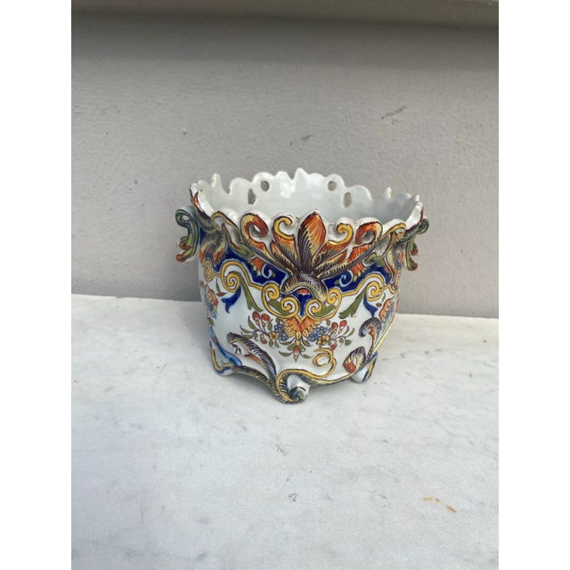 19th Century French Faience Cache Pot Desvres For Sale In Austin - Image 6 of 9