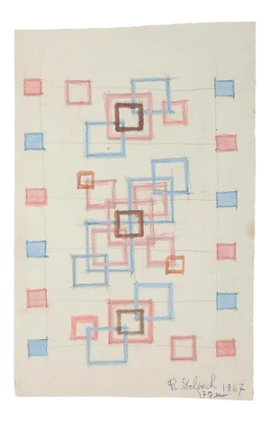 Geometric Composition - Watercolor on Paper by J.-R. Delpech - 1967 1967