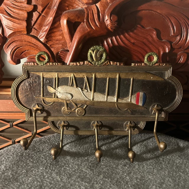 Antique Judd Co. Cast Iron Airplane Themed Wall Rack For Sale - Image 12 of 12