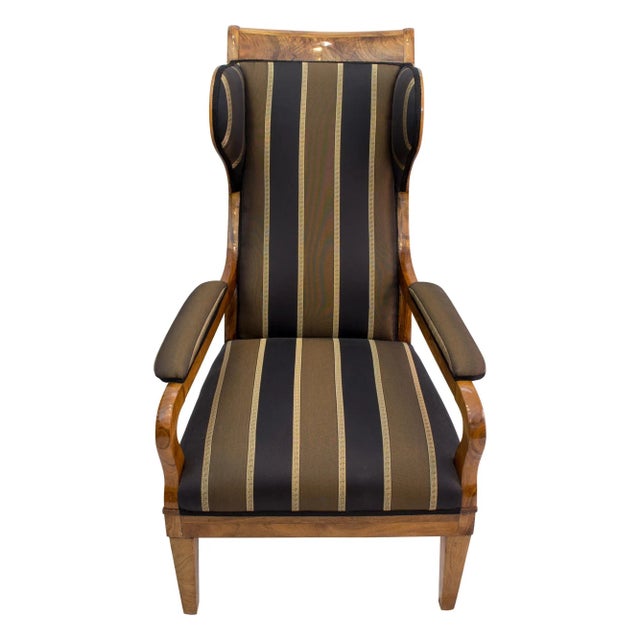 Early 19th Century Biedermeier Solid Walnut Ear / Wing Armchair For Sale - Image 6 of 7