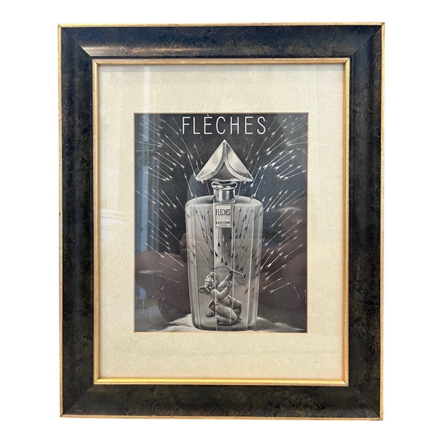 Vintage Fleches Perfume Ad From France - Framed For Sale