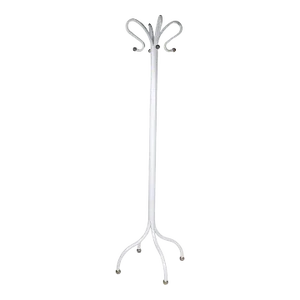 Four Hook Coat Rack Stand Newly Powder Coated to Bright White With Chrome Ball Fittings C 1930/1950's