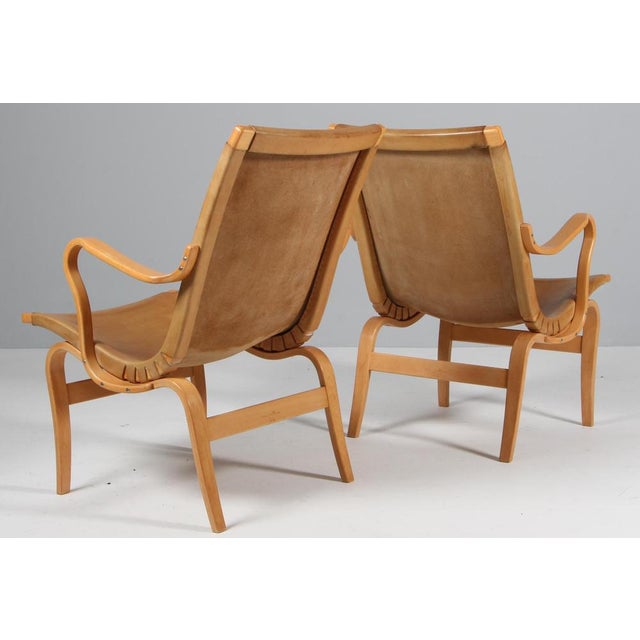 Brown Eva Lounge Chairs in Leather attributed to Bruno Mathsson, 1960s, Set of 2 For Sale - Image 8 of 10