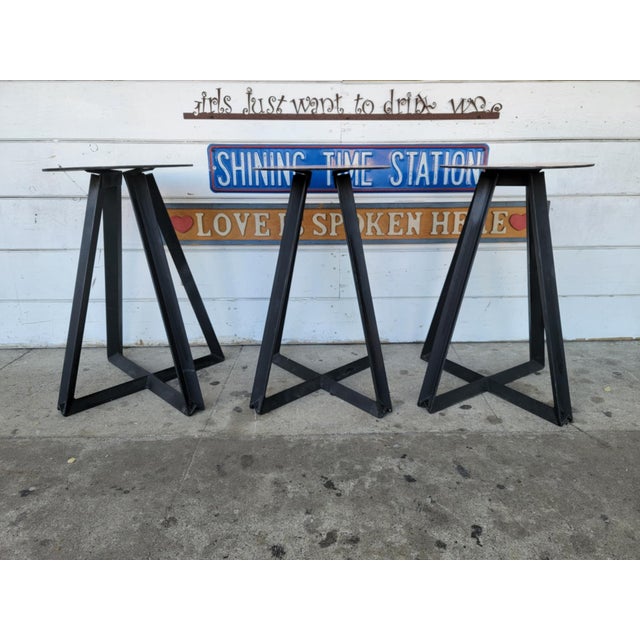 1980s Industrial Metal Counter Stools - Set of 3 For Sale - Image 18 of 18