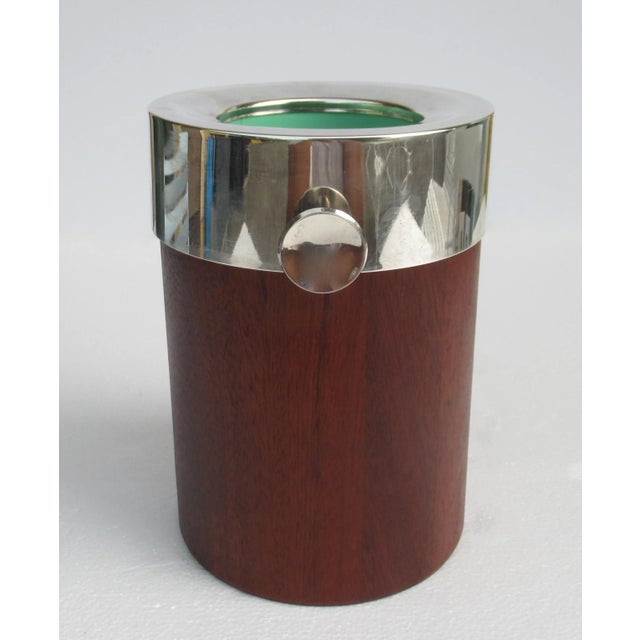 C1970's Scandinavian-Style Towle Silver Plate & Teak Wine Bottle Holder/Cooler - With Engraved Latter "S" For Sale In West Palm - Image 6 of 13