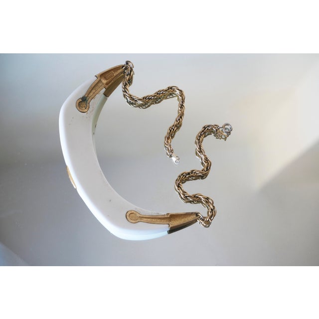 Metal Vintage, 1970s Crown Trifari Resin Double-Horn Statement Choker Necklace, Cream and Gold For Sale - Image 7 of 11