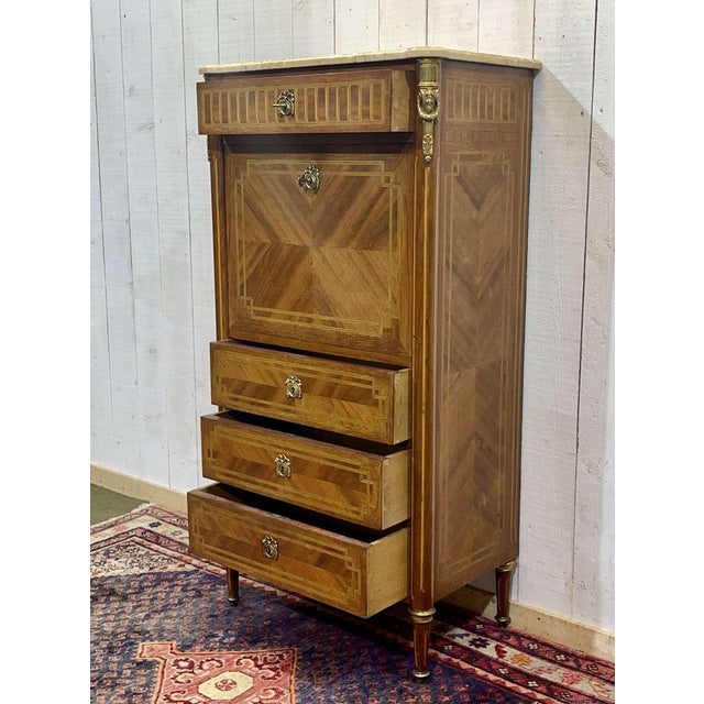 Louis XVI Secretaire in Oak with Rosewood For Sale - Image 10 of 18
