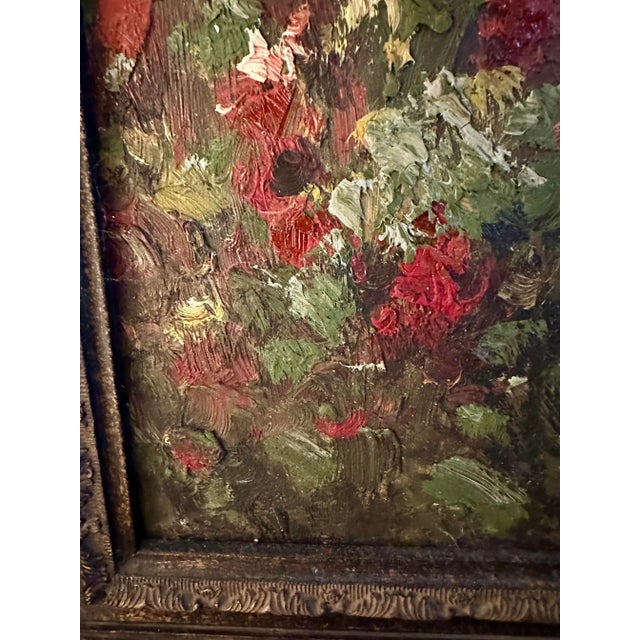 Traditional Framed Oil Painting on Canvas - the Rose Garden For Sale - Image 3 of 9