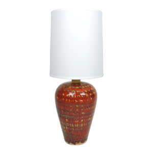 Large Mid Century Modern Orange Drip Glaze Ceramic Table Lamp