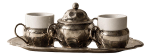 Vintage Silver Plated Coffee Set with Two Espresso Cups with Ceramic Inlays, 1960s