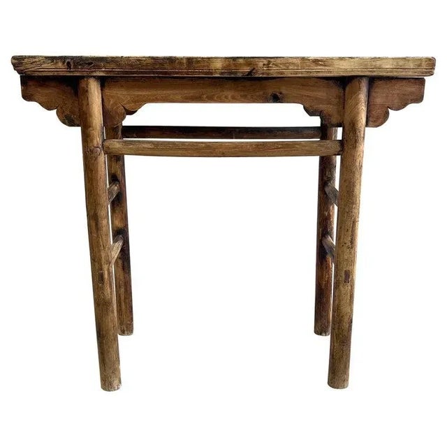Brown Vintage Elm Wood Console Table For Sale - Image 8 of 8
