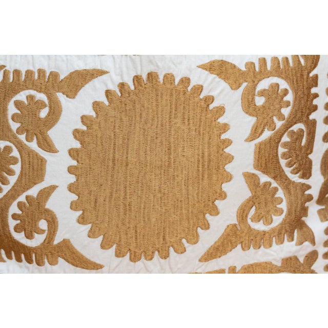 1990s Golden Suzani Pillow Covers, Pair For Sale - Image 5 of 8