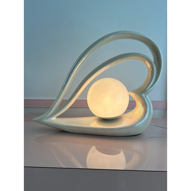 1980 Ceramic Heart Shaped Table Lamps - a Pair For Sale - Image 10 of 11