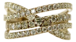1990s Contemporary 14k Gold Micro Pave Diamond Crossover Ring, Size 6