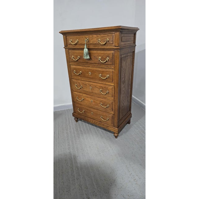 Brown Antique French Oak Chest of Drawer, 1900 For Sale - Image 8 of 16