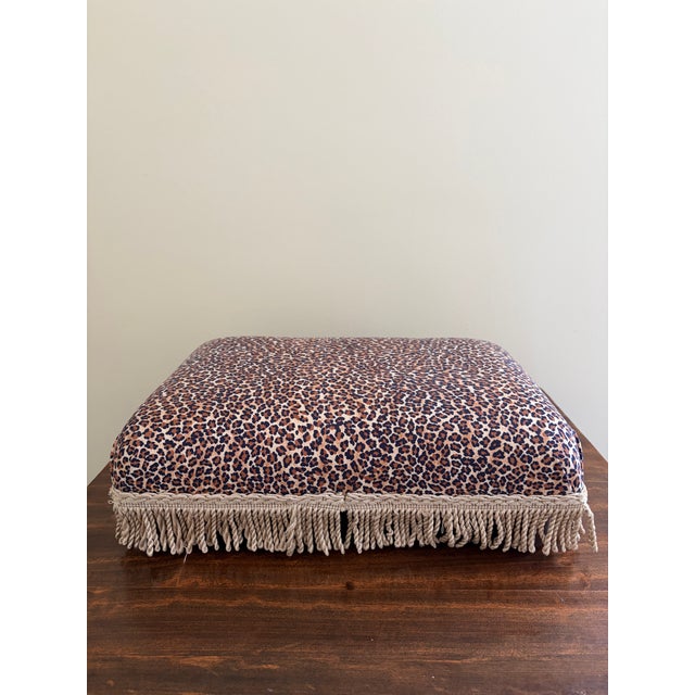 Vintage Leopard Print Footstool With Gold Fringe For Sale In South Bend - Image 6 of 8