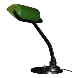 Belgian Art Deco Green Enamel Adjustable Desk Lamp from Sevadac, 1920s For Sale