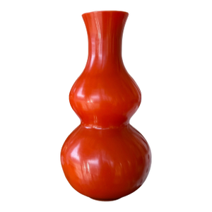 Huge 21” Orange Double Gourd Chinese Peking Glass Vase