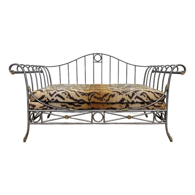 Vintage Maison Jansen Style Scrolled Steel Settee Daybed For Sale